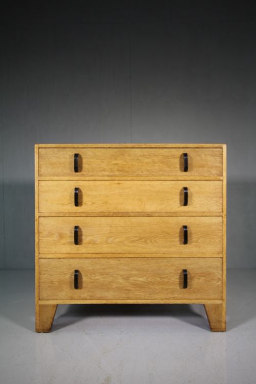 1930'S Heals Oak Chest of Drawers - Labelled.
