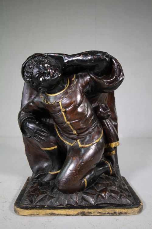 Fantastic 19th Century Antique Crouching Blackamoor Figure.