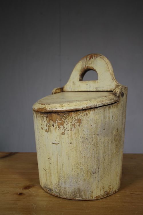 19th Century Swedish Antique Salt Box in Original Paint.