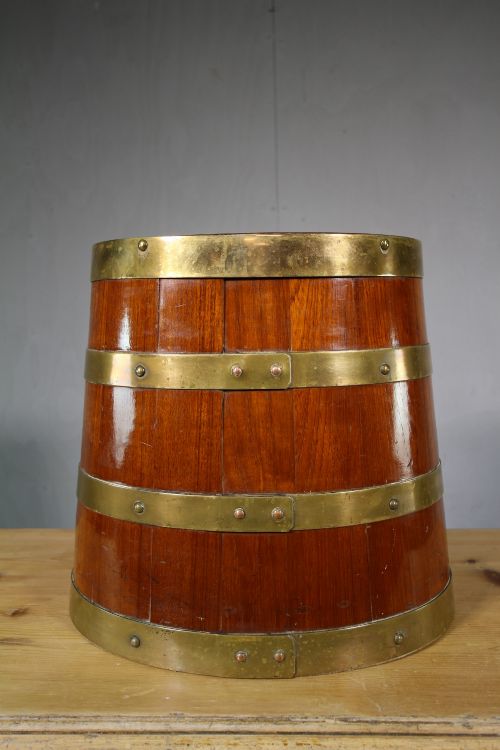 Edwardian Antique Coopered Barrel & Lid by Drummond.