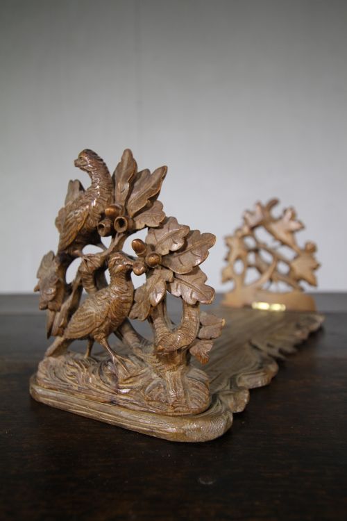 19th Century Black Forest Antique Carved Book Rack.