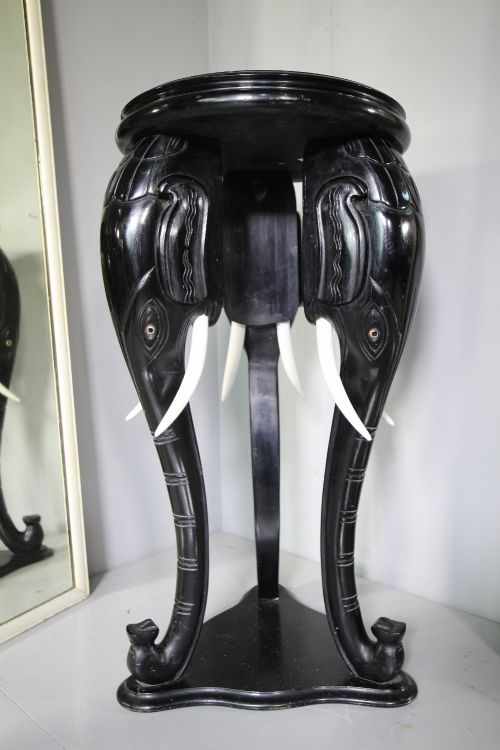 Edwardian Antique Ebonised Elephant Side Table.