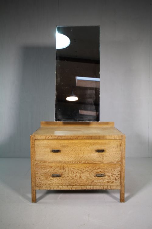 1930'S Heals of London Oak Dressing Table - Labelled.