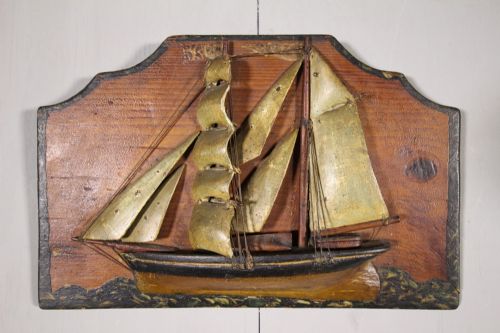 English Primitive Antique Ship Diorama from North East.

