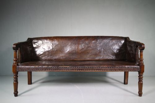 Amazing Georgian Antique Cumbrian Leather Sofa .