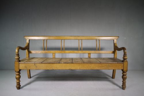 Cumbrian 18th Century Antique Painted Pine Bench Seat.