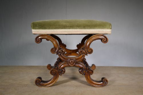 Regency Antique Rosewood X Frame Footstool