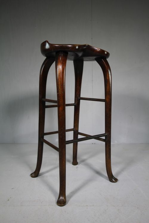 Very Tall Edwardian Antique Clerks Stool in Mahogany.