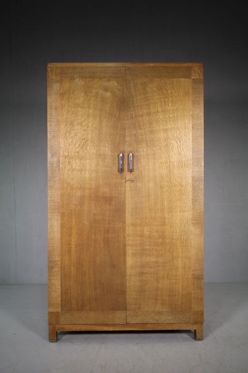 1930'S Heals Oak Double Wardrobe - Labelled.
