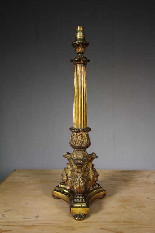 Amazing Regency Antique Gilt Bronze Table Lamp.