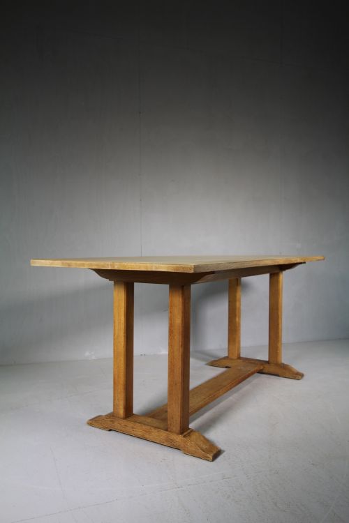 Heals 1930'S Oak Refectory Dining Table - Labelled.