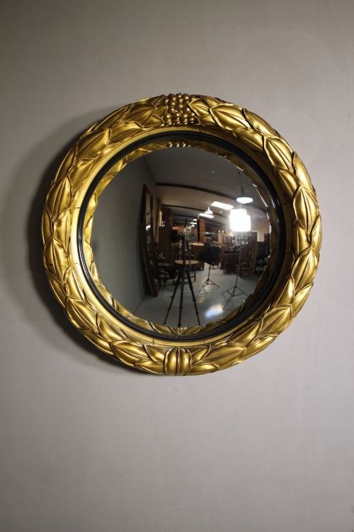Fabulous Regency Antique Gilt Convex Mirror.