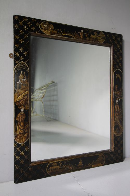 English 19th Century Chinoiserie Antique Mirror.