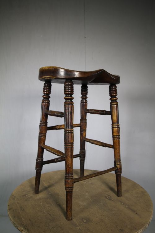 English 19th Century Antique Tall Bottom Shaped Stool.