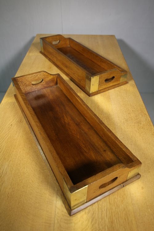 Pair of English 19th Century Antique Oak Book Troughs.