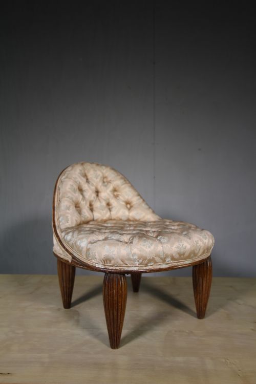 English Antique Upholstered Low Side Chair.