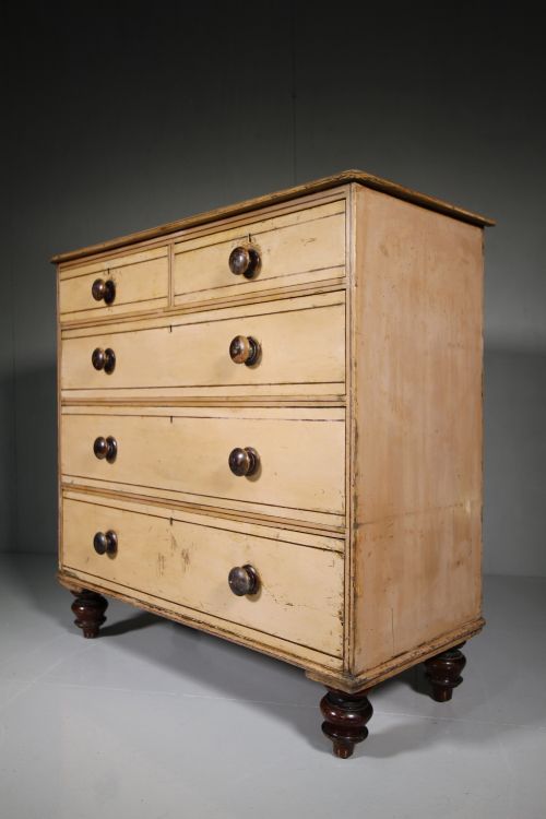 Shoolbred & Co Antique Painted Pine Chest of Drawers.