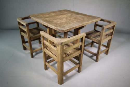 1930'S Heals of London Teak Garden Table & Chairs