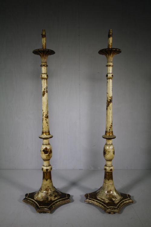 Pair of English Antique Chinoiserie Standard Lamps.