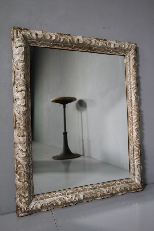Early 19th Century Antique Carved Pine & Gesso Mirror.