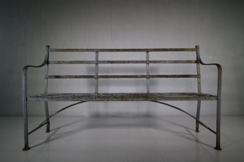 Large Regency Antique Wrought Iron Garden Bench.