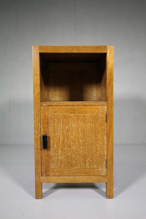 1930'S Heals Oak Bedside Cabinet - Labelled.