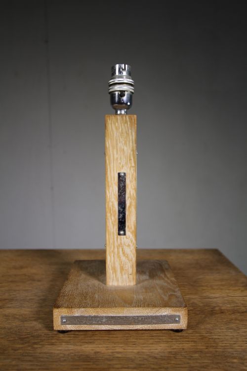 1920'S Heals Oak & Chrome Table Lamp.
