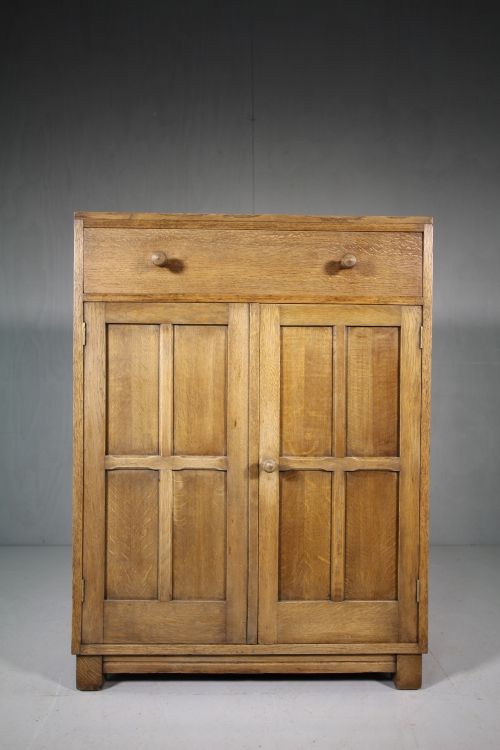 1930'S Heals Oak Tall Boy Cupboard - Labelled.