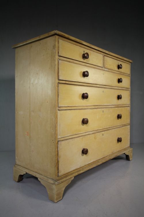 Regency Antique Pine Chest in the Original Cream Paint.