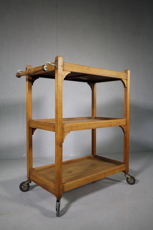 Edwardian Antique Battleship Teak Trolley.