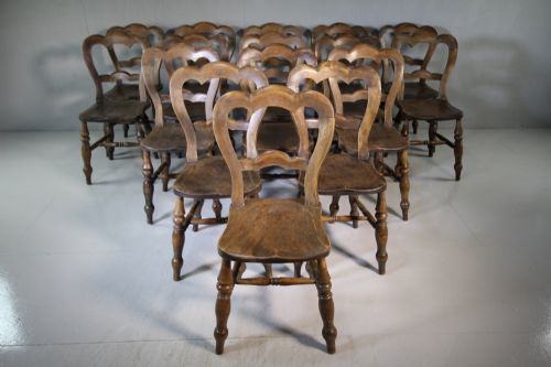 Rare Set of Sixteen Antique Dining Chairs.