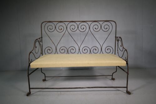 19th Century Antique Wrought Iron Metal Bench / Seat.
