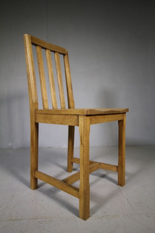 Single Edwardian Antique Heals Oak Chair - Labelled.