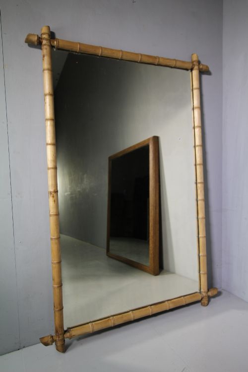 19th Century Antique Faux Bamboo Mirror.