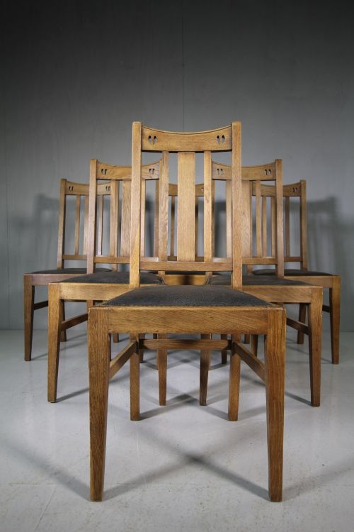 Set of Six E.a.taylor Designed Antique Dining Chairs