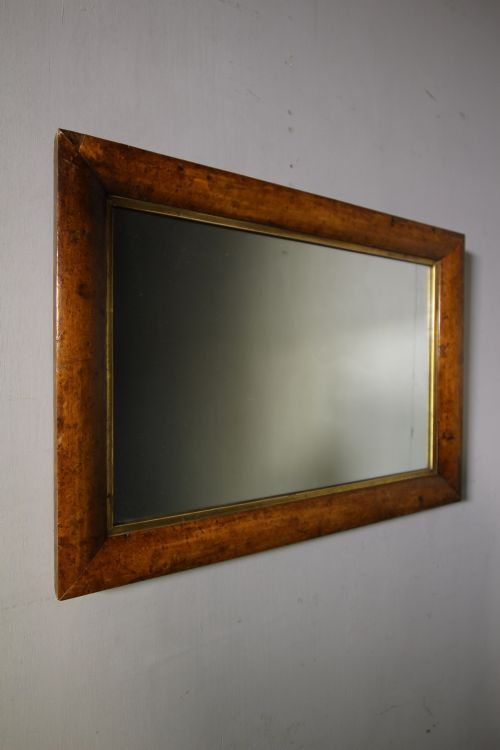 Georgian English Burr Oak Antique Mirror.
