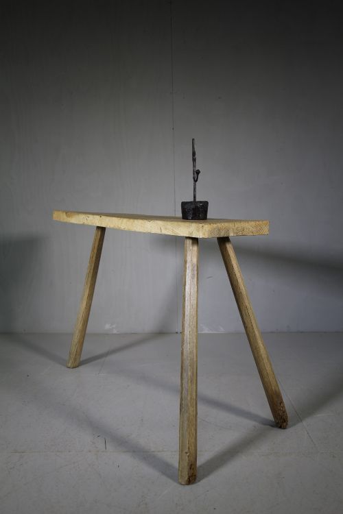 Primitive 19th Century Antique Elm Side Table.