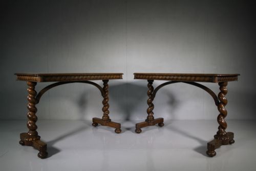 Pair of English William IV Antique Oak Side Tables.