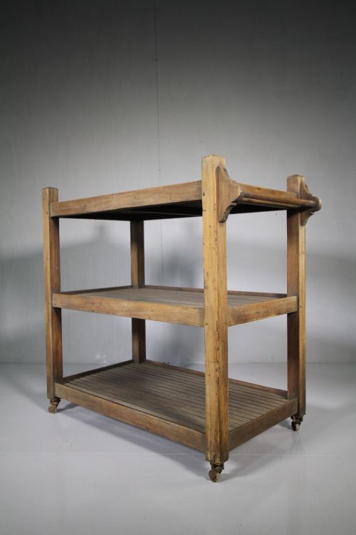 Large Edwardian Antique Teak Trolley.