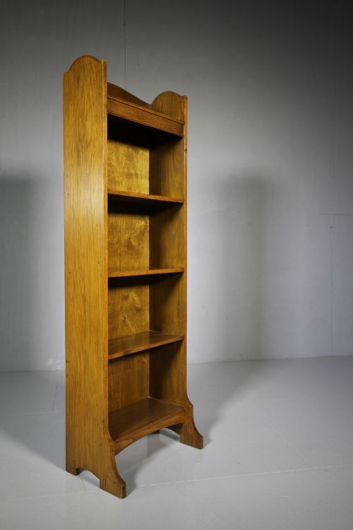 Heals Edwardian Antique Oak Open Bookcase.