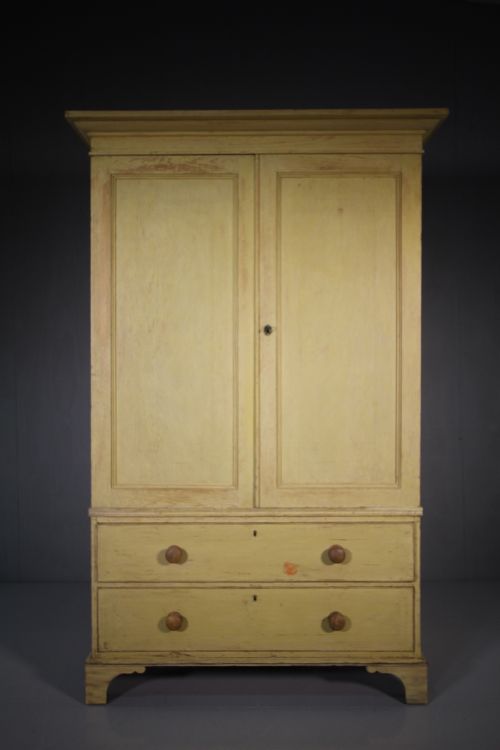 Georgian Antique Linen Press Cupboard in Original Paint.