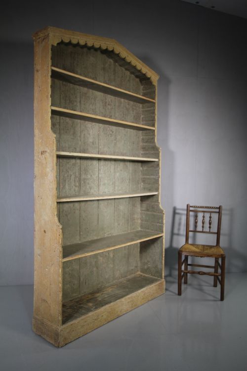 Tall Regency Antique Antique Bookcase in Original Paint.
