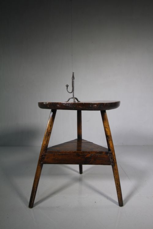 18th Century Primitive Antique Pine Cricket Table.