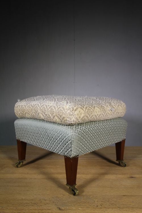 19th C Antique Howard & Sons Upholstered Footstool.