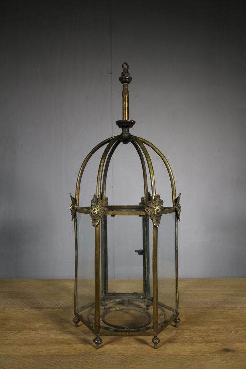 Large 19th Century Antique Brass & Ormolu Hall Lantern.