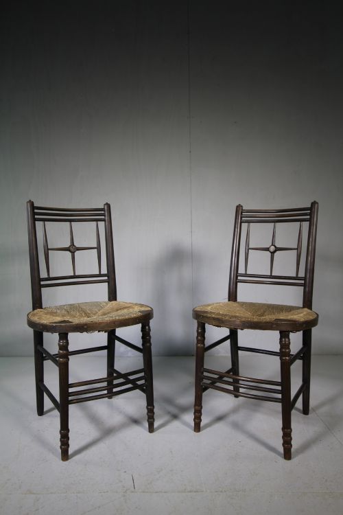 Pair of Ford Madox Brown Antique Sussex Chairs for Morris.