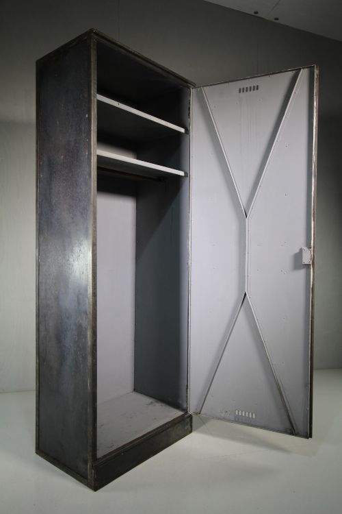 1920'S Tall Polished Metal  Wardrobe.