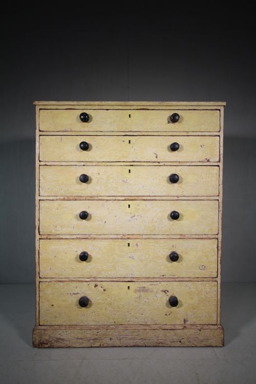 Large Georgian Antique Painted Pine Chest of Drawers.