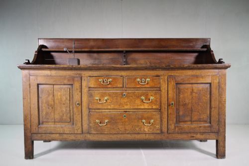 Large 18th Century Cumberland Antique Oak Dresser Base.
