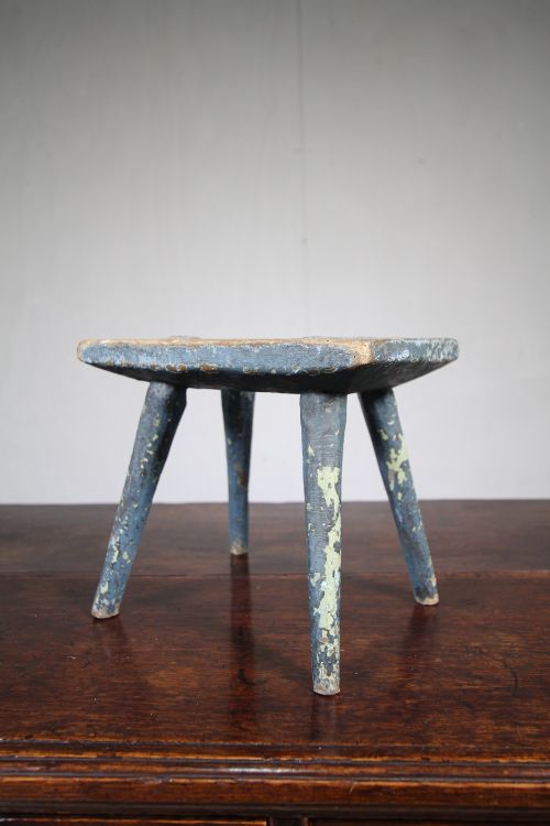 English 18th Century Antique Primitive Stool.